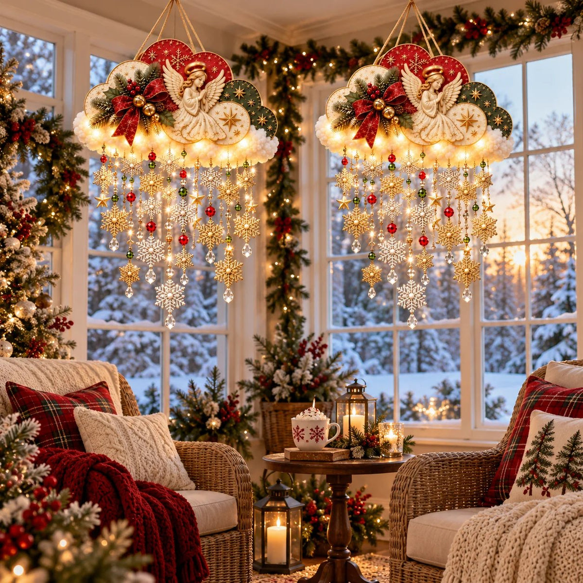 Angelic Christmas Snowfall Cloud – Lighted Hanging Holiday Decor☁️✨