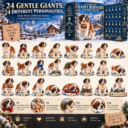24 Days of Saint Bernard Winter Giants – Christmas Advent Calendar | 24 Unique Dog Collectible Figurines