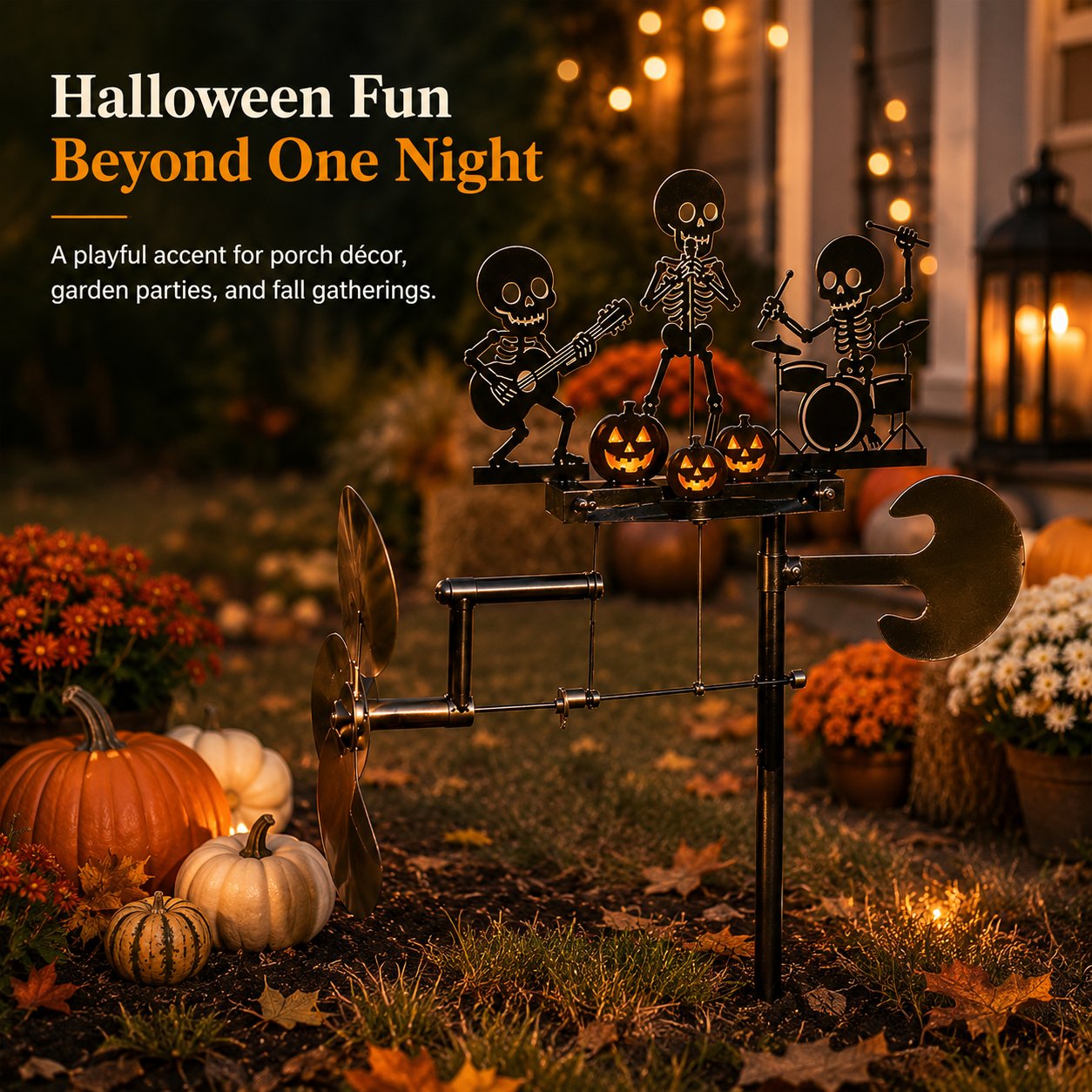 🎸💀Halloween Skeleton Band Kinetic Wind Spinner