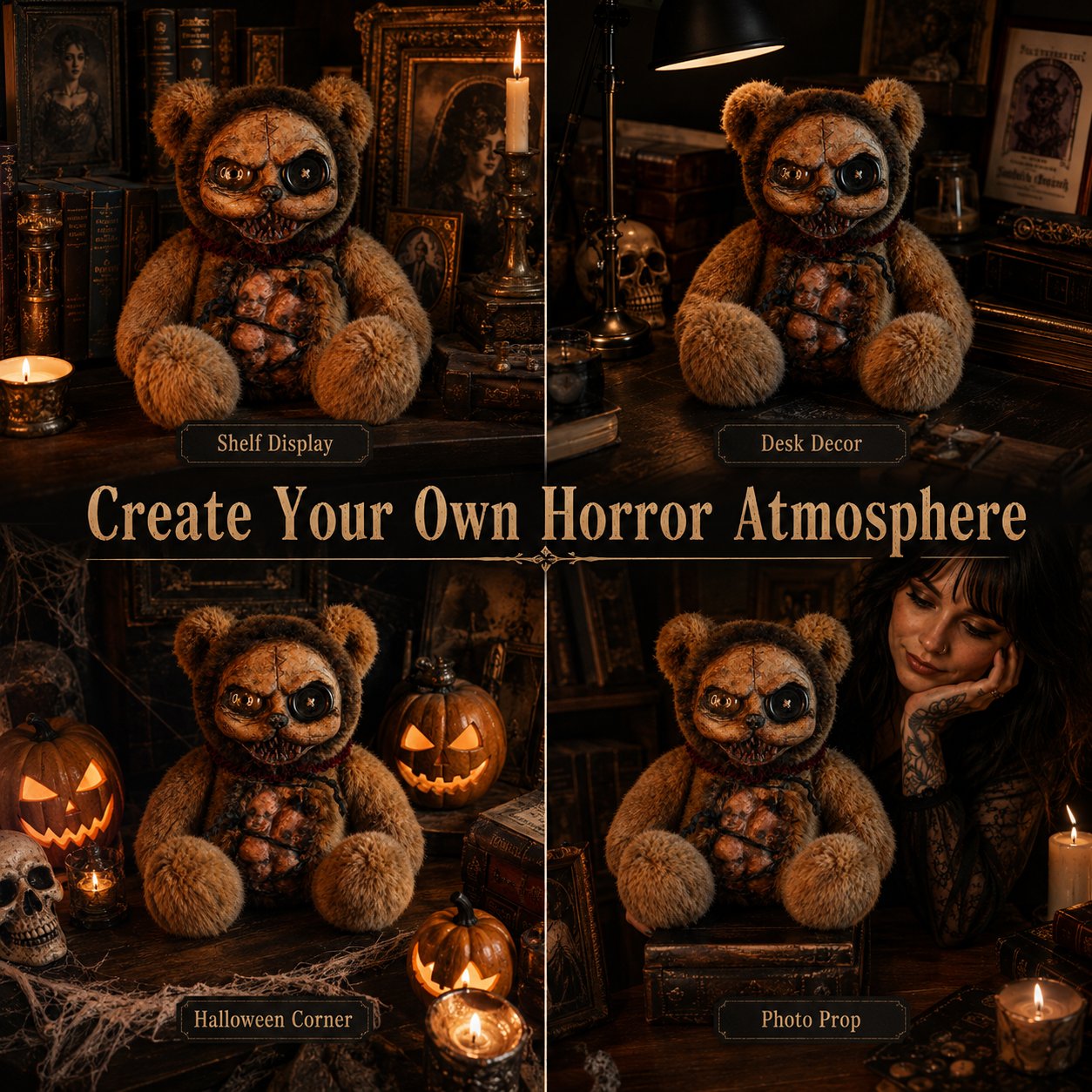 🧸🩸 Custom Horror Bear Plush – Creepy Cute Scary Teddy Bear Collectible