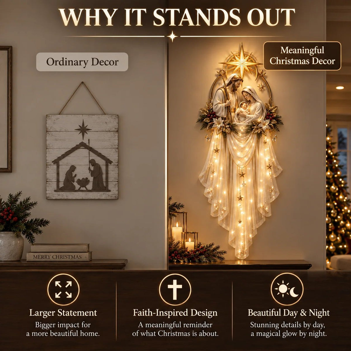 ✨ Holy Family Star Veil™ – Meaningful Christmas Wall Decor