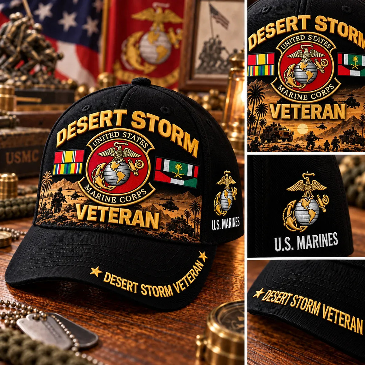 🎖️🇺🇸 Desert Storm 35th Anniversary Veteran Cap – Honoring Service, Brotherhood & Pride | 1991–2026