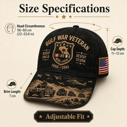 🏜️Gulf War Veteran Desert Shield & 🚁Desert Storm Commemorative Cap 🇺🇸