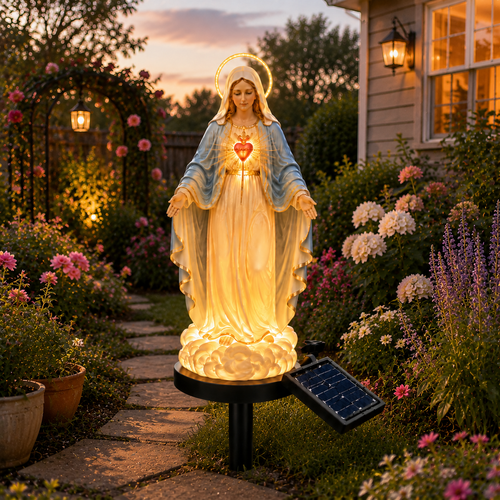✨Solar Virgin Mary Garden Statue Light – 🏡Glowing Sacred Heart Outdoor Decor for Yard & Patio