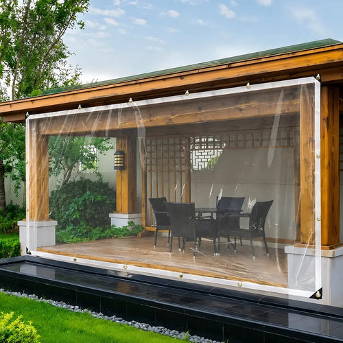 🌧️💪 ClearGuard™ Heavy-Duty Waterproof Tarp – Transparent Outdoor Rain Cover with Secure Grommets