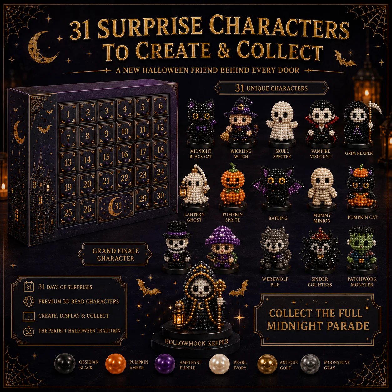 🔥🎃 Hollowmoon 31-Night Jewel-Bead Countdown Calendar