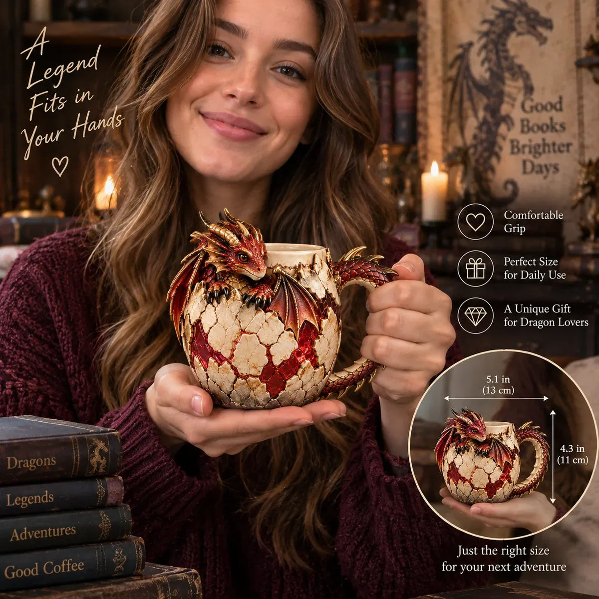 ⏳ Last Day 49% OFF – 🐉 Dragonbound Realms™ Sculpted Dragon Mug Collection | 6 Fantasy Realm Designs with Raised 3D Dragon Details ☕
