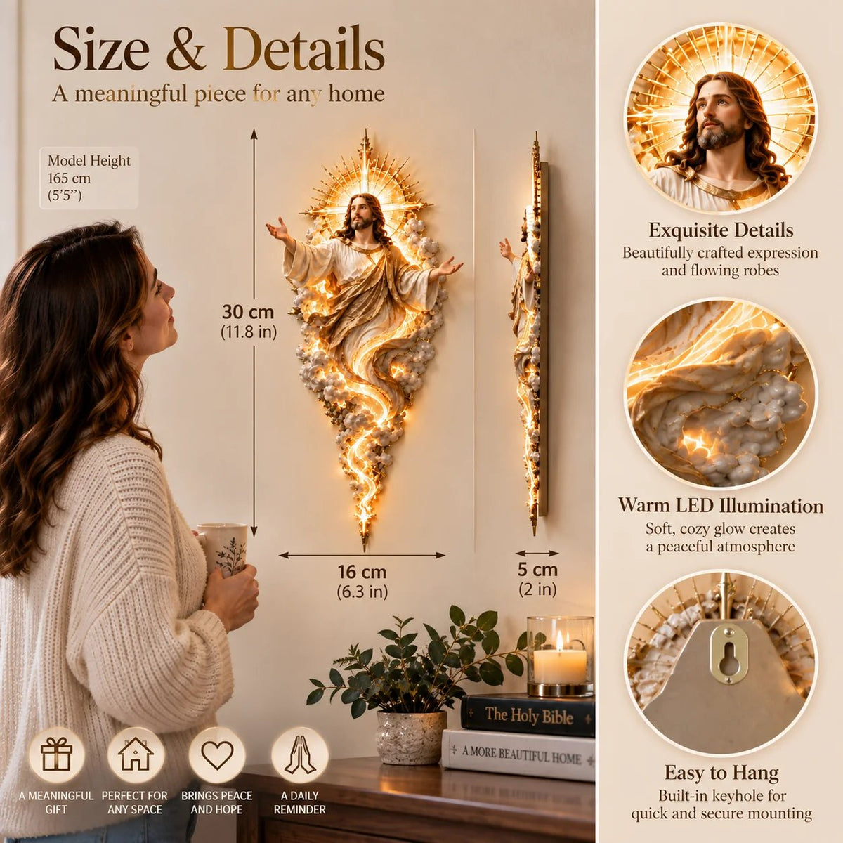 Light of the World Jesus Wall Sculpture – A Radiant Symbol of Faith for the Home✝️