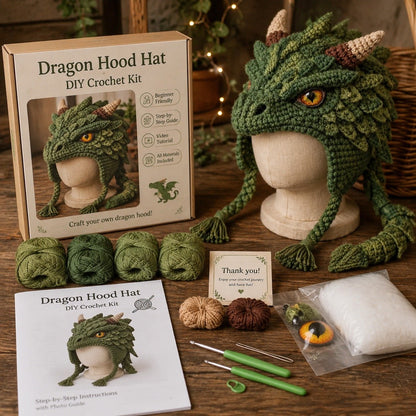 Fantasy Hood Hat DIY Crochet Kit – Create Your Own Magical Wearable Character Hat🎁Beginner Friendly
