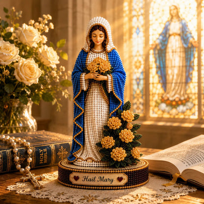 ✝️💕 Vintage Blessed Virgin Mary 3D Beaded DIY Kit – Create a Masterpiece of Faith & Devotion
