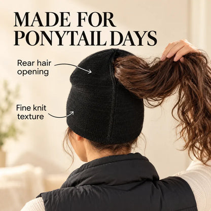 🧲 Women's Magnetic Ponytail Beanie – Hat with Magnetic Hair Opening for Ponytails, Buns & Braids