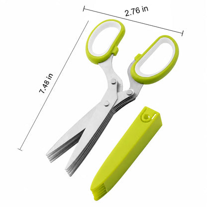 ✂️ 5-Blade Kitchen Herb Scissors – Fast & Even Herb Cutting Tool