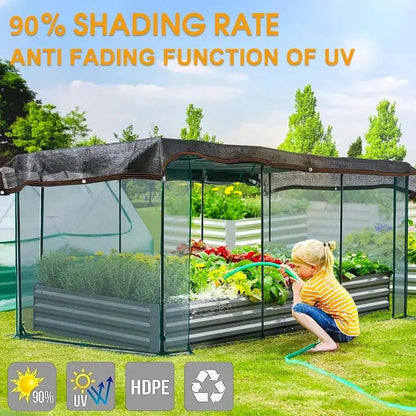 💥90% Blackout Cloth (Black) - 10 x 13ft UV-Resistant Shade Net with Reinforced Rivets,