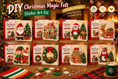 🎄✨ Cozy Christmas Felt Art Craft Kit – Reusable DIY Family Activity & Creative Christmas Gift 🎁❤️