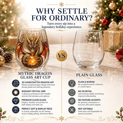 🔥🎁🐉✨ 3D Mythic Dragon Glass Art Cup | Luxury Raised Fantasy Glassware for Whiskey, Home Bar Décor & Legendary Gifts 🎁