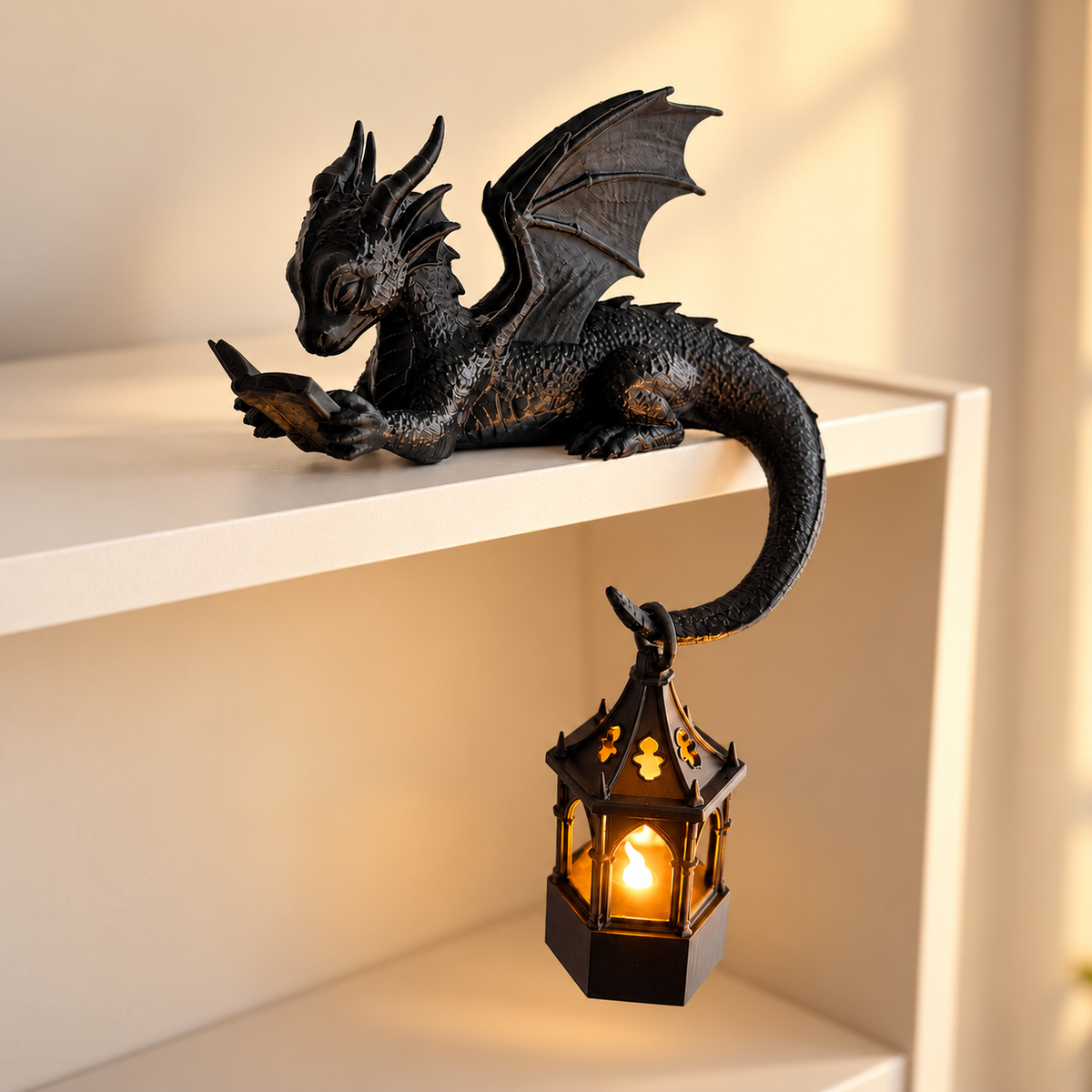 🎁Last Day 60% OFF - Reading Dragon Shelf Decor with LED Lantern