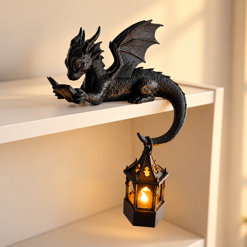 🎁Last Day 60% OFF - Reading Dragon Shelf Decor with LED Lantern
