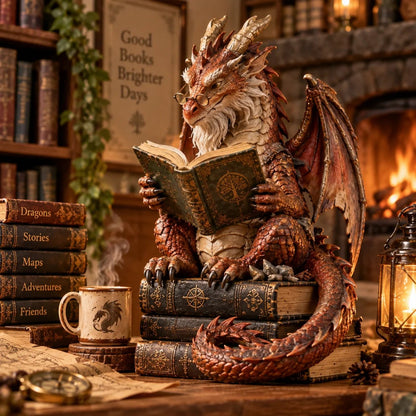 🐉 Wandering Scholar Dragon Figurine | Book Lover Décor