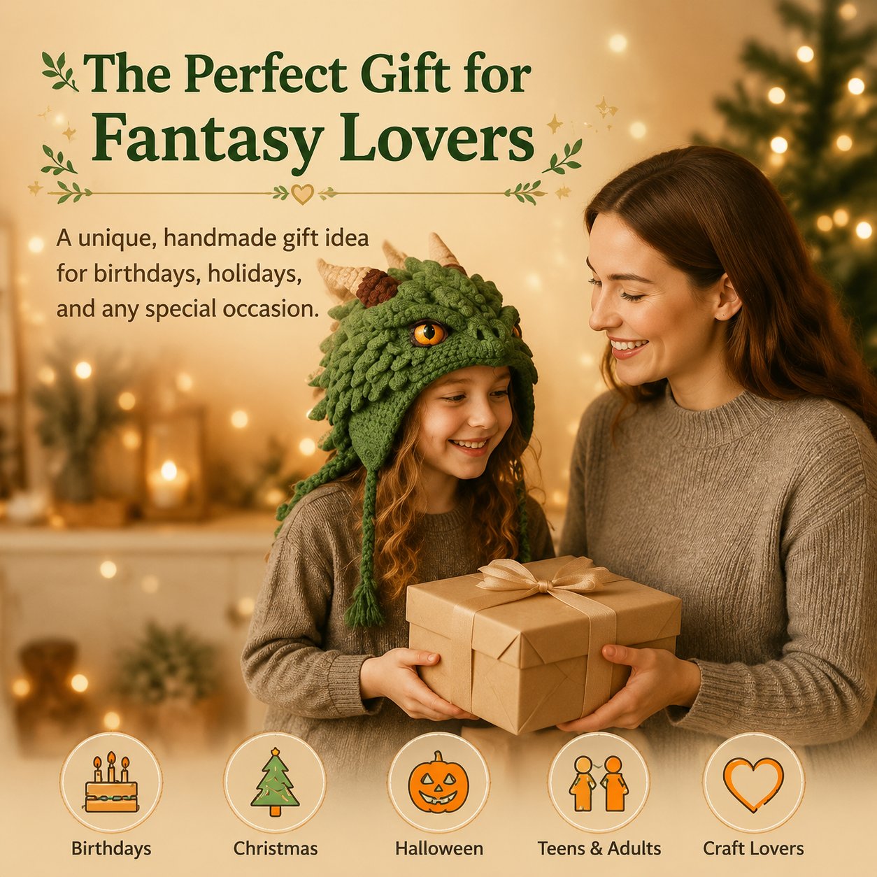 Fantasy Hood Hat DIY Crochet Kit – Create Your Own Magical Wearable Character Hat🎁Beginner Friendly
