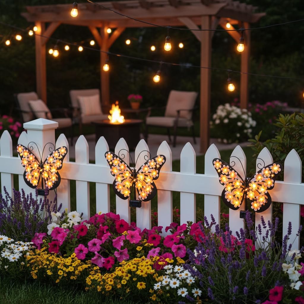 🦋Solar Lights Outdoor Metal Butterfly Wall Decor