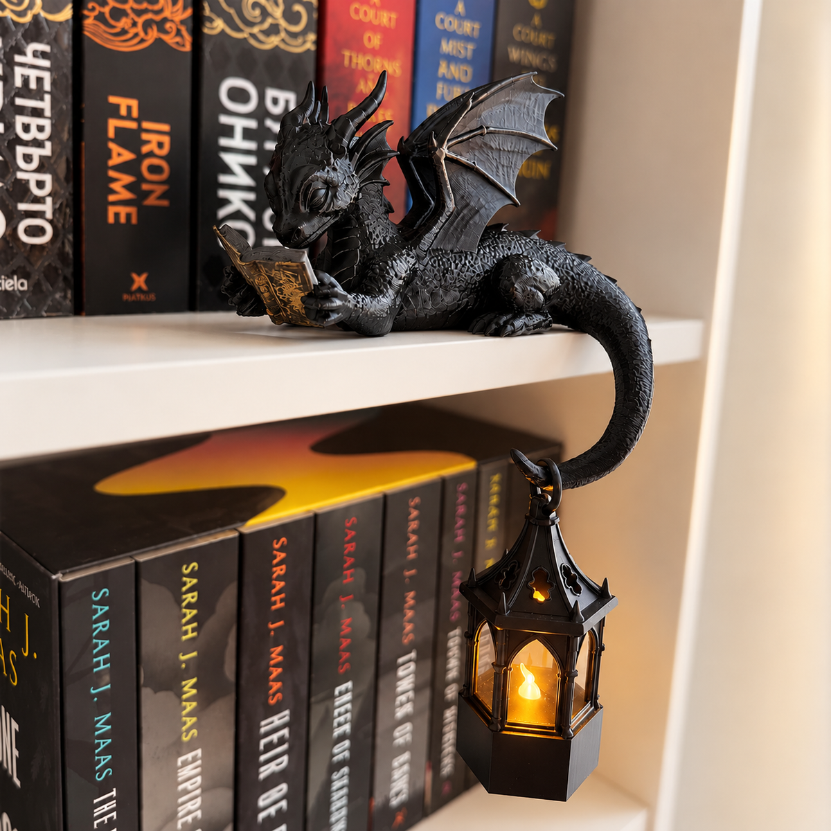 🎁Last Day 60% OFF - Reading Dragon Shelf Decor with LED Lantern