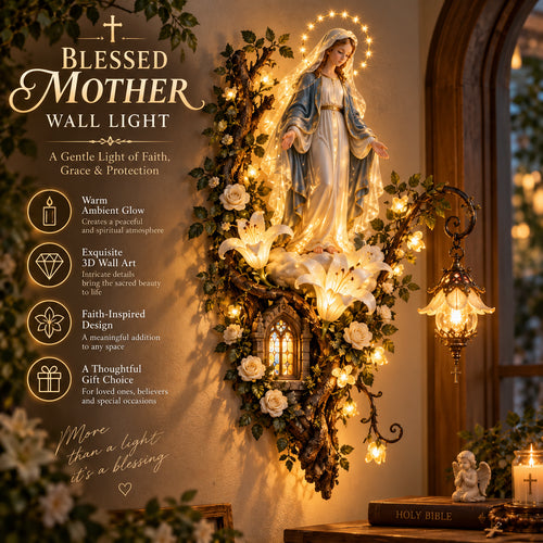 🙏✨ Blessed Mother Lighted Wall Décor | Virgin Mary 3D Religious Wall Art with Warm Ambient Glow