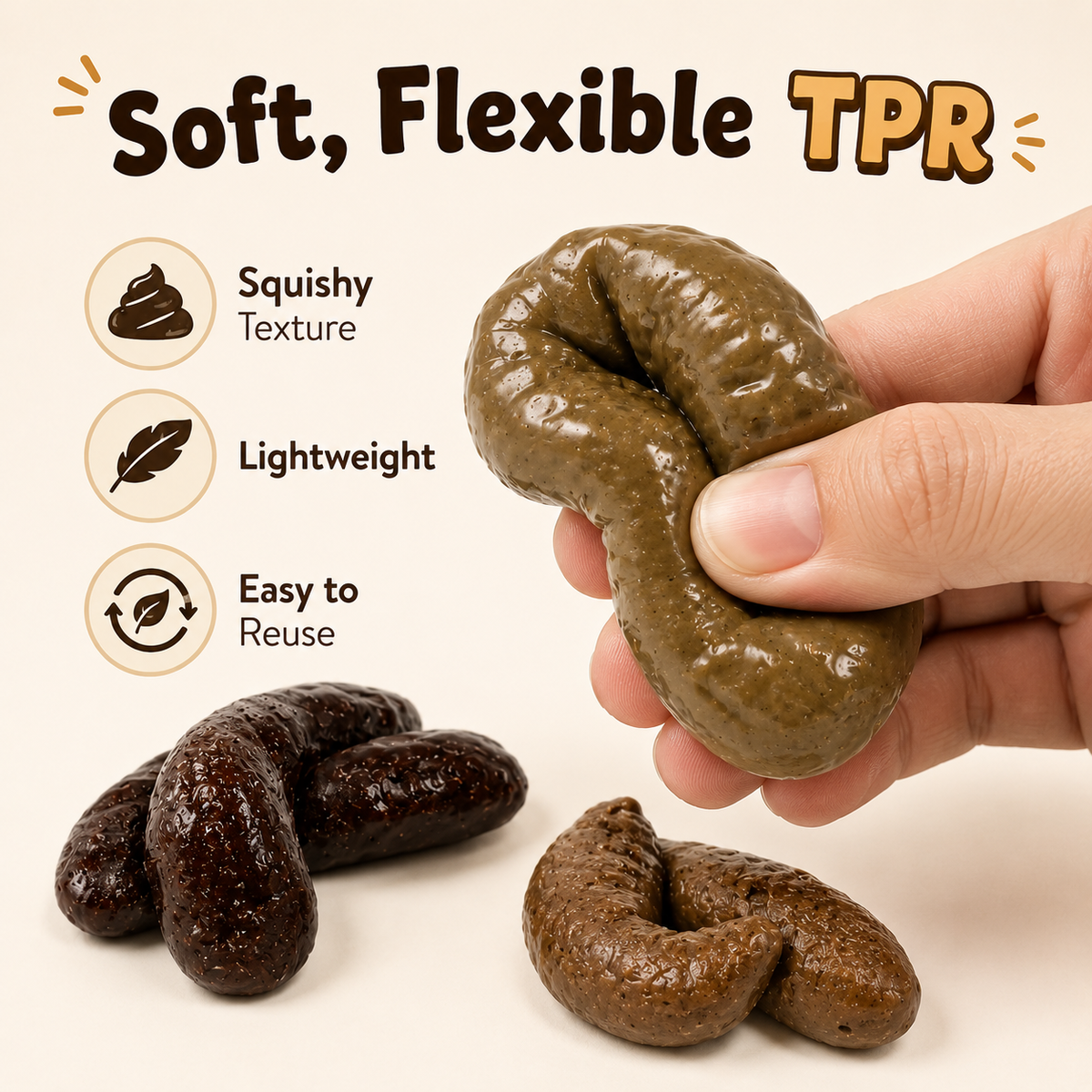 Soft flexible TPR prank toy