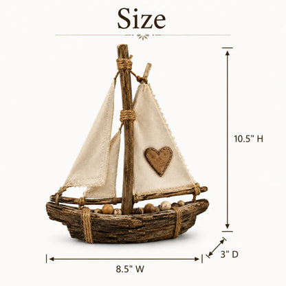 Rustic Lighted Sailboat Decor – Warm Coastal Glow