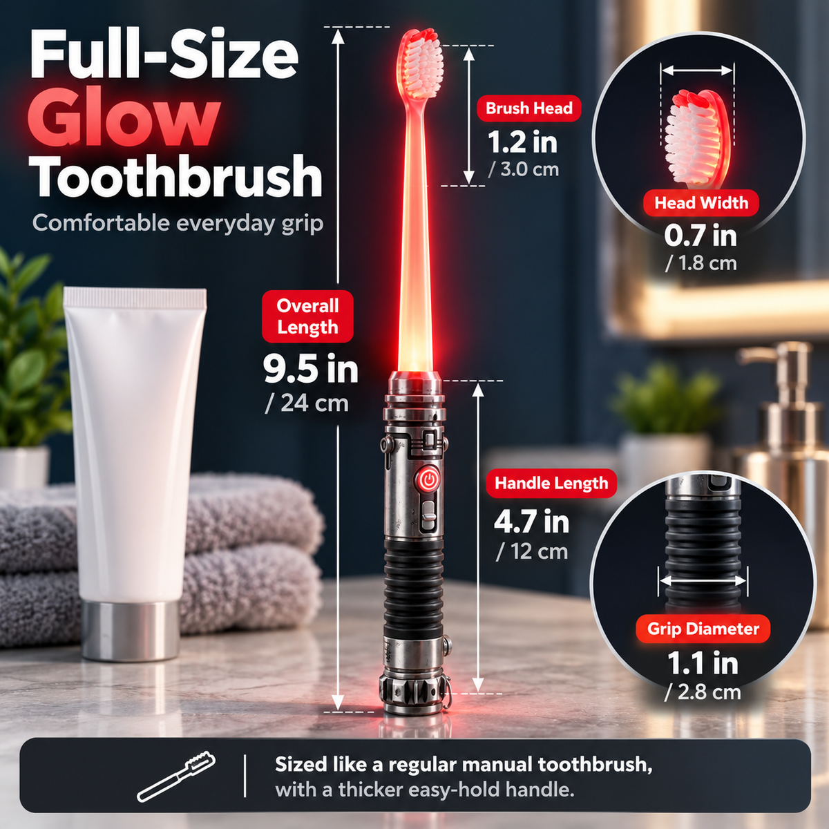 Glow toothbrush size guide