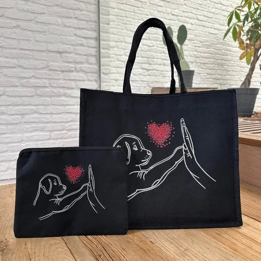🐶 Peeking Dog Jute Tote Bag | Cute Reusable Shopping Bag for Dog Lovers & Dog Moms 🐾