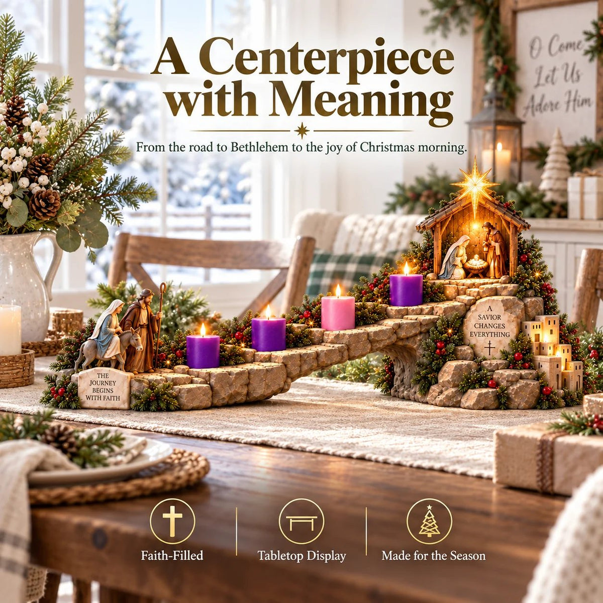 ✝️ Journey to Bethlehem - 4 Week Lighted Advent Nativity Scene
