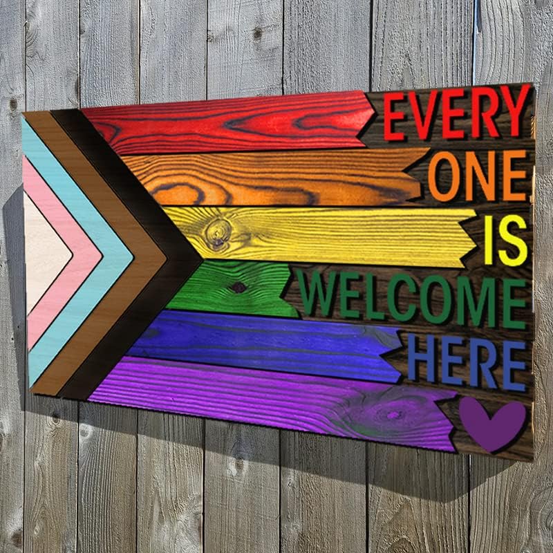 🌈Everyone Is Welcome Here™ | Handmade 3D Progress Pride Flag Wood Sign💗