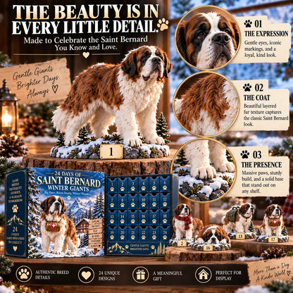 24 Days of Saint Bernard Winter Giants – Christmas Advent Calendar | 24 Unique Dog Collectible Figurines