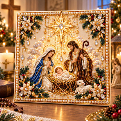 Beginner-Friendly Christian Pearl Bead Art Kit | Pre-Printed Design with Built-In Wooden Frame & Complete Tools 💕