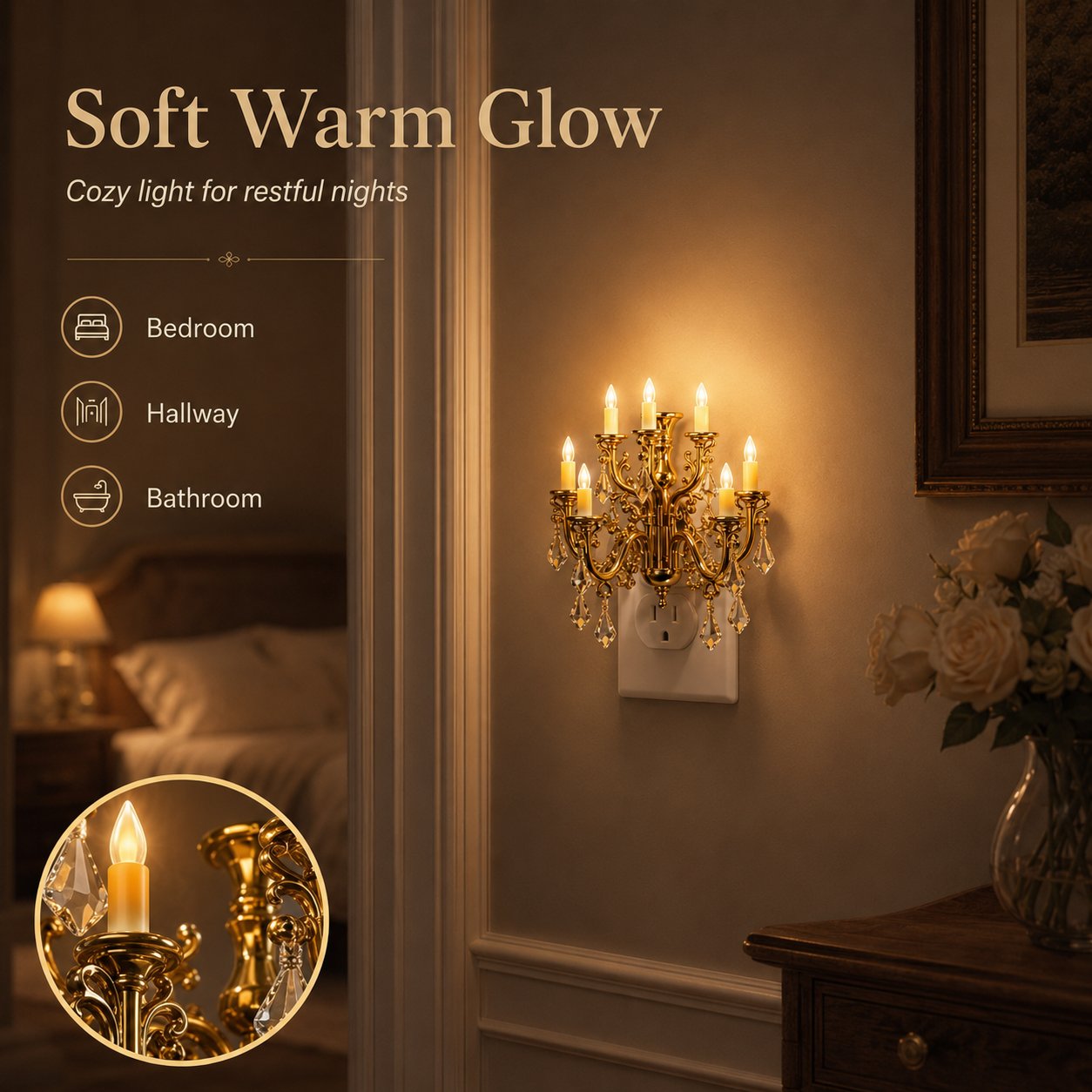 Vintage Mini Chandelier Plug-In Night Light