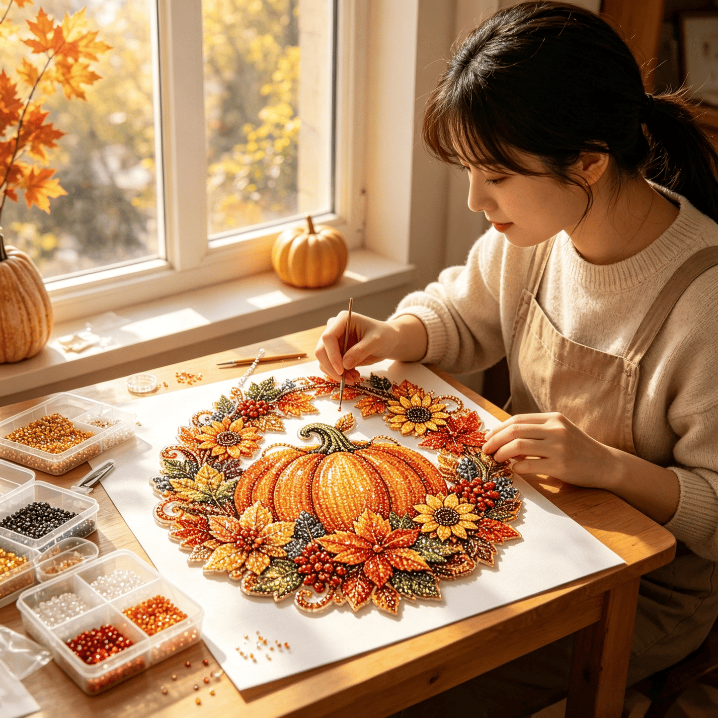 💎🏡 Sparkling Fall Pumpkin Diamond Art Wreath Kit