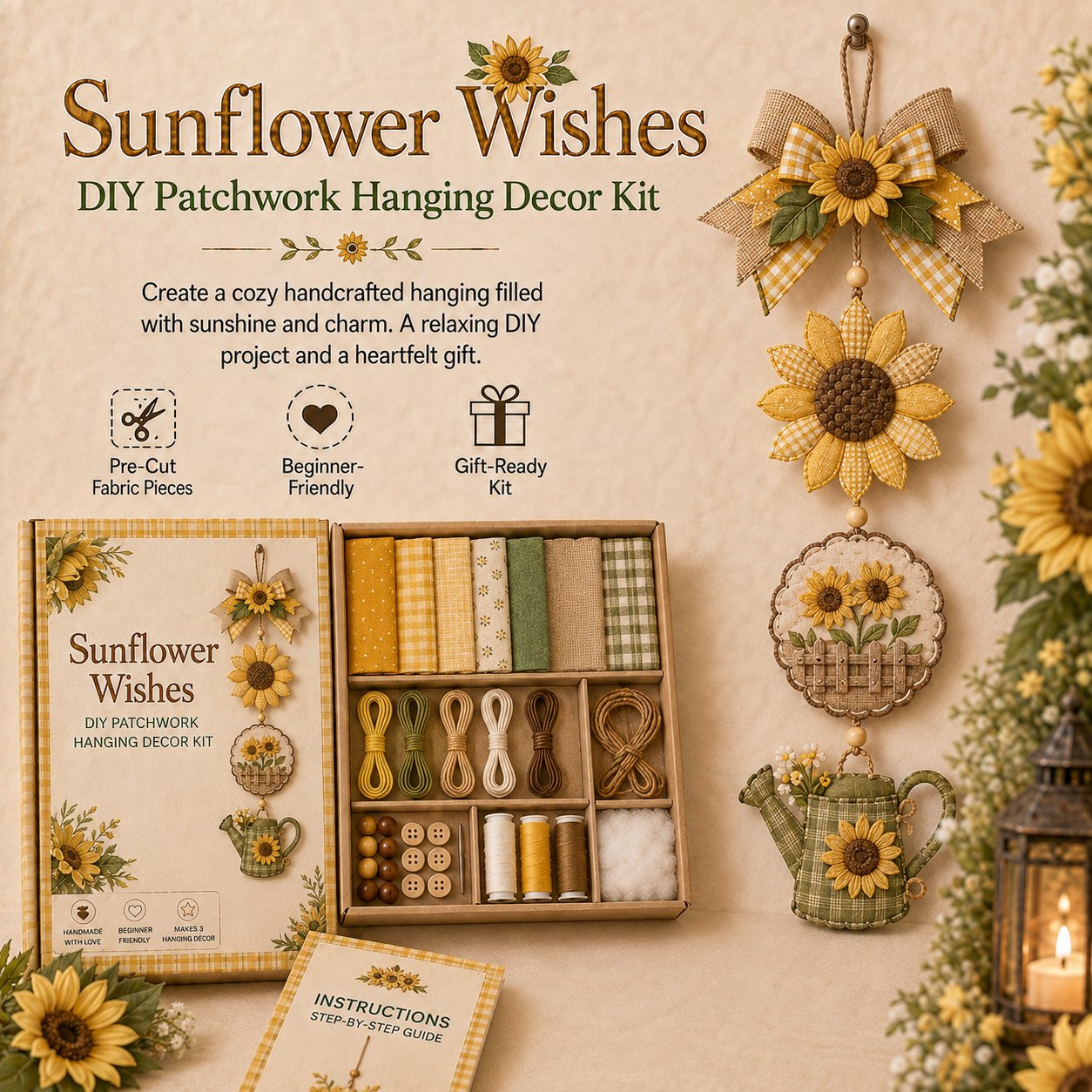 🔥Last Day 49% OFF - ✨🧵 DIY Patchwork Hanging Decor Kit | A Heartfelt Handmade Decoration Full of Love & Memories