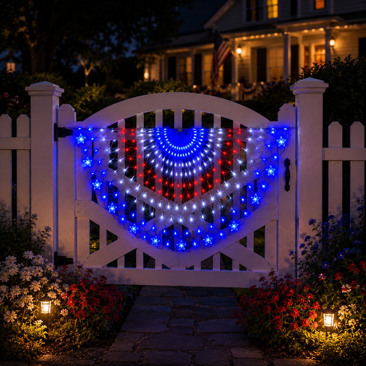 🇺🇸 Patriotic LED Fence Light – 4FT Red White Blue Glow Outdoor Decor