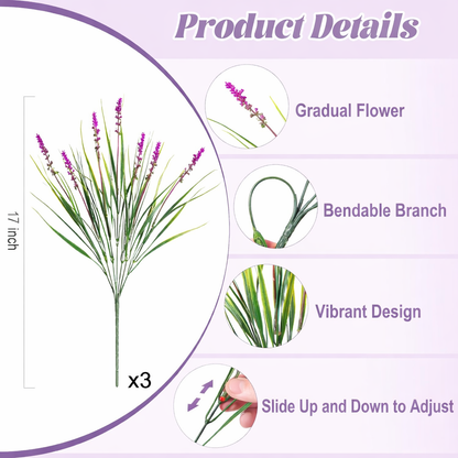 🌿 3 Bundles UV-Resistant Faux Monkey Grass – Lush Greenery Without the Maintenance