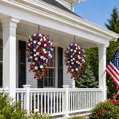 🏆Flash Sale-49% OFF⚡ 50K+ SOLD! Red, White & Blue Artificial Morning Glory Hanging Vines – 3-Piece Set
