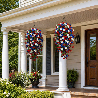 🏆Flash Sale-49% OFF⚡ 50K+ SOLD! Red, White & Blue Artificial Morning Glory Hanging Vines – 3-Piece Set