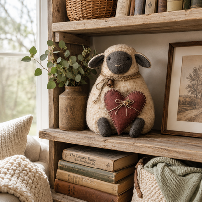 Rustic Heart Sheep Tabletop Decor