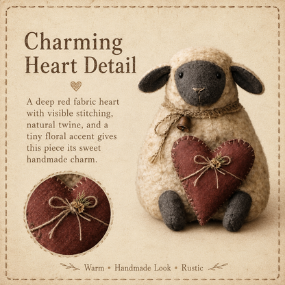 Rustic Heart Sheep Tabletop Decor