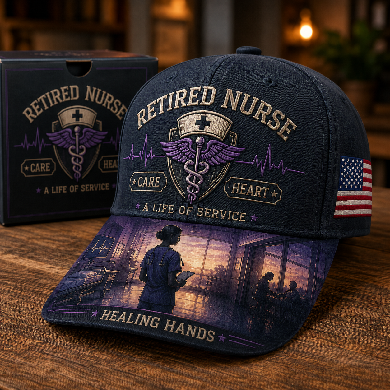 💜Retired Nurse Healing Hands Commemorative Cap