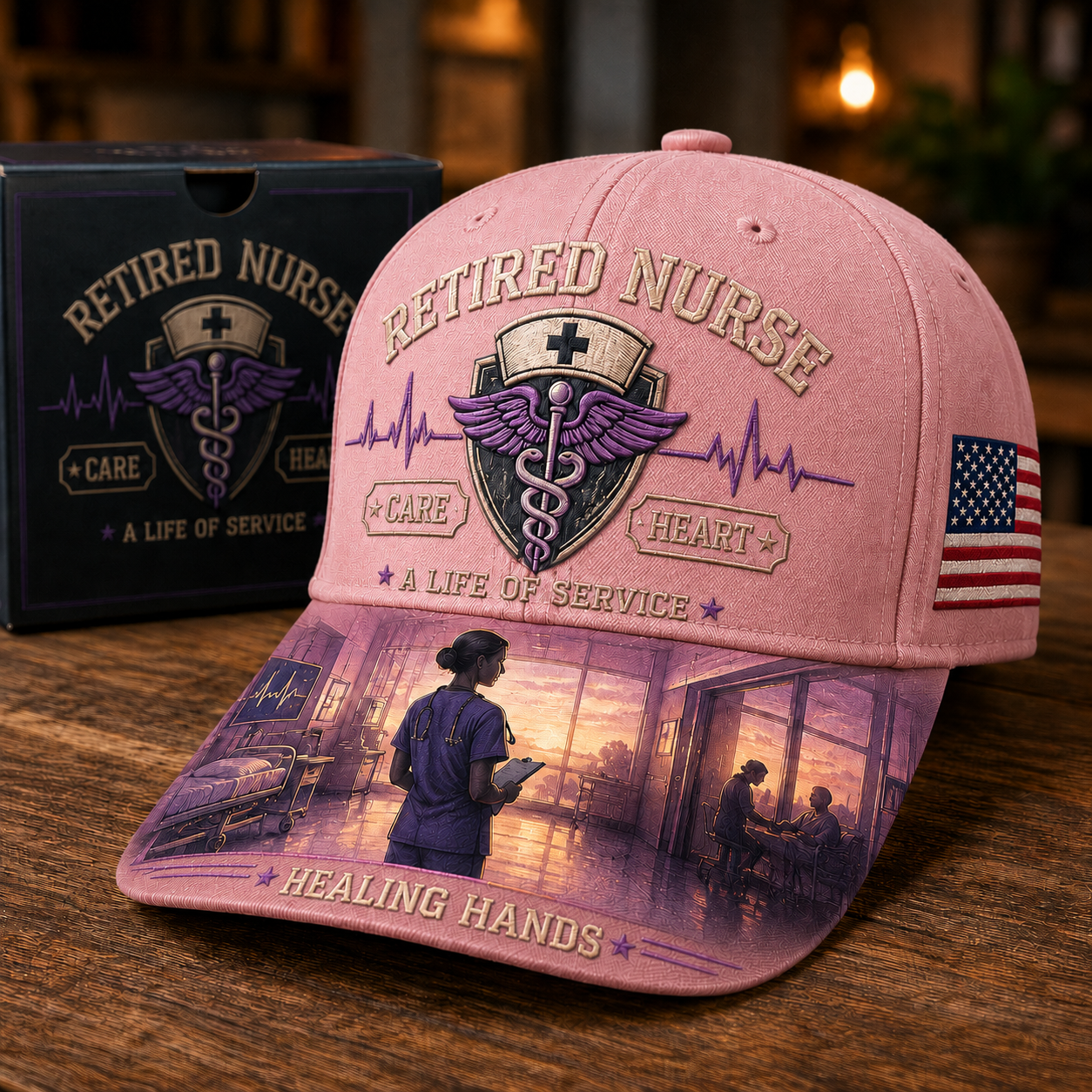 💜Retired Nurse Healing Hands Commemorative Cap