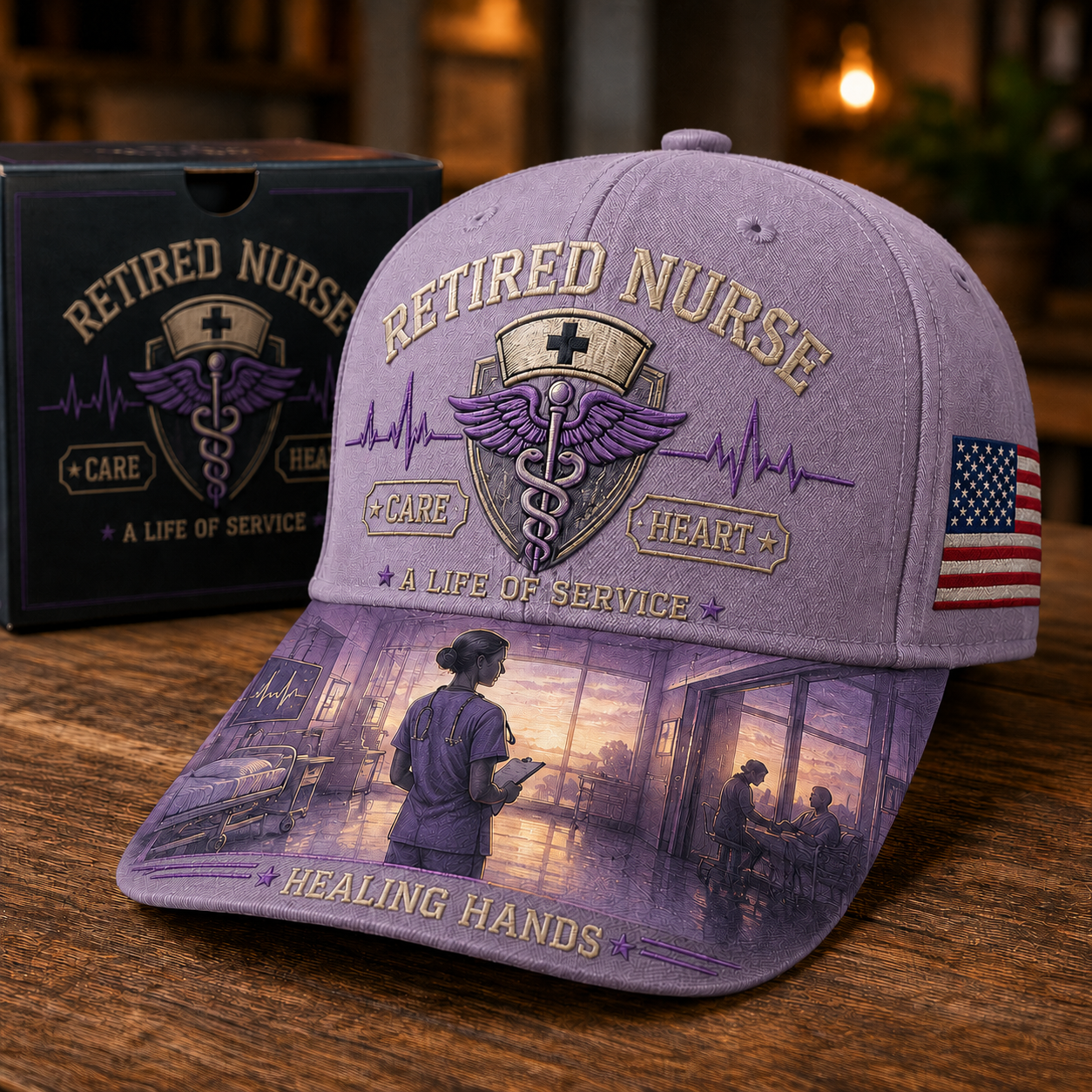 💜Retired Nurse Healing Hands Commemorative Cap
