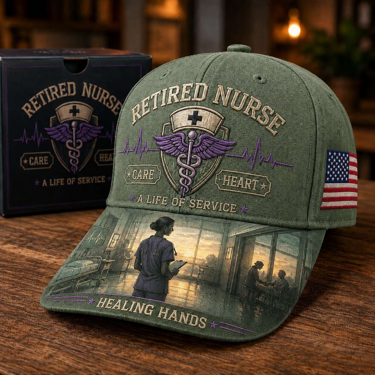 💜Retired Nurse Healing Hands Commemorative Cap