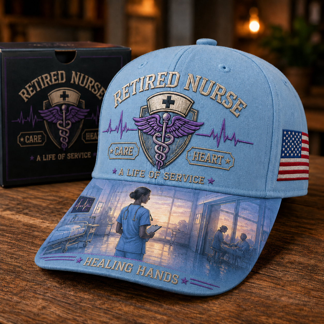 💜Retired Nurse Healing Hands Commemorative Cap