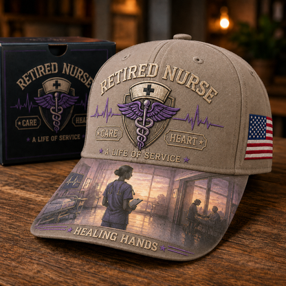 💜Retired Nurse Healing Hands Commemorative Cap