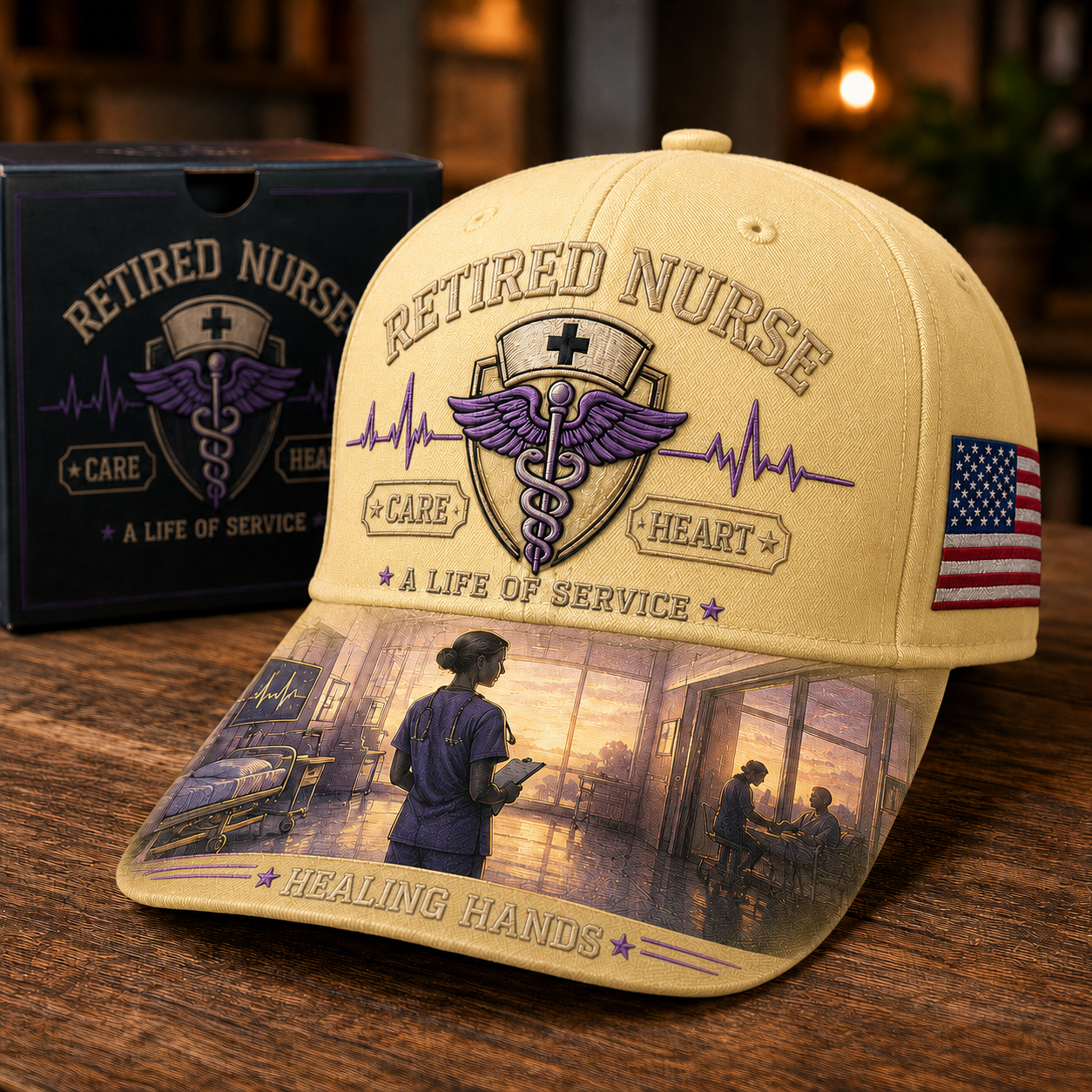 💜Retired Nurse Healing Hands Commemorative Cap